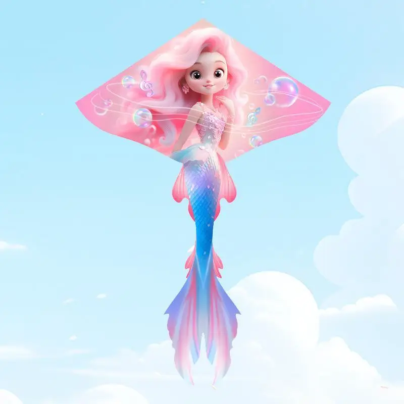 Sanrio nuevo cometa de dibujos animados sirena brisa Yifei línea de mano ruleta regalo para niños triángulo cometa ruleta cristalina de alta calidad