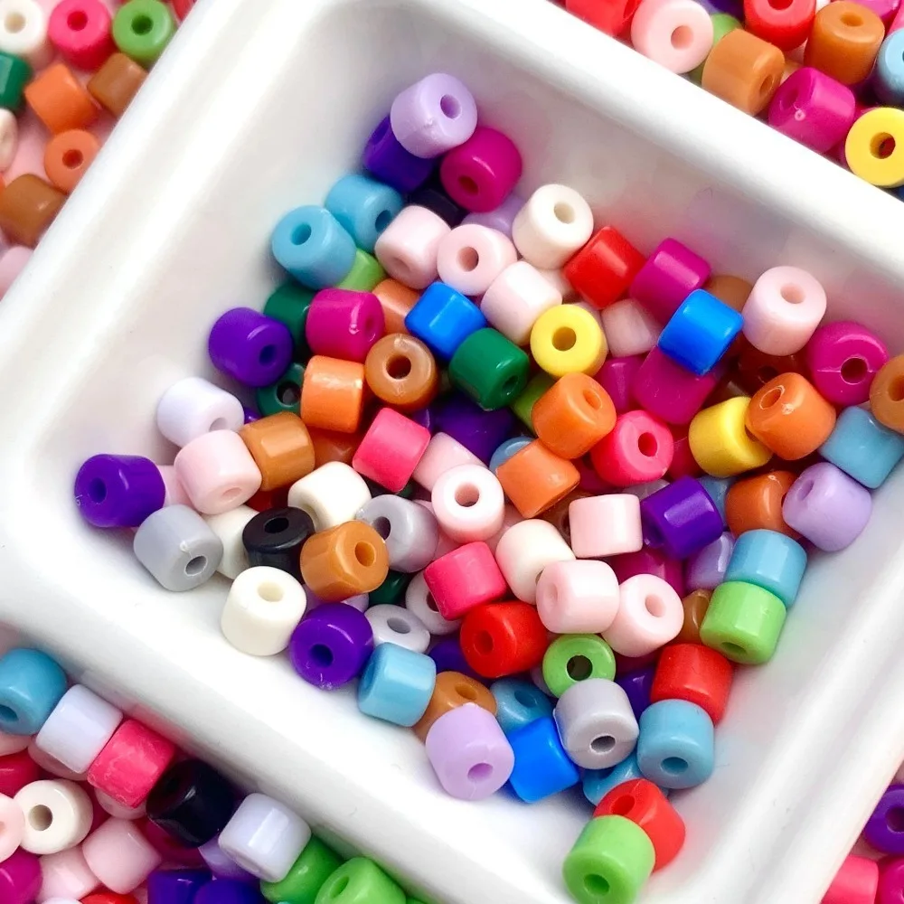 5x6mm 50/100pcs/lot Acrylic Short Tube Beads Loose Spacer Beads For Necklaces Bracelets DIY Jewelry Making Accessories