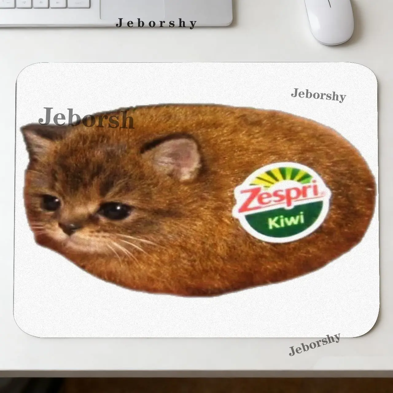 Funny Surreal Hybrid Animal Meme Mouse Pad, Cute Weird Cat Fruit Food Design Desk Mat