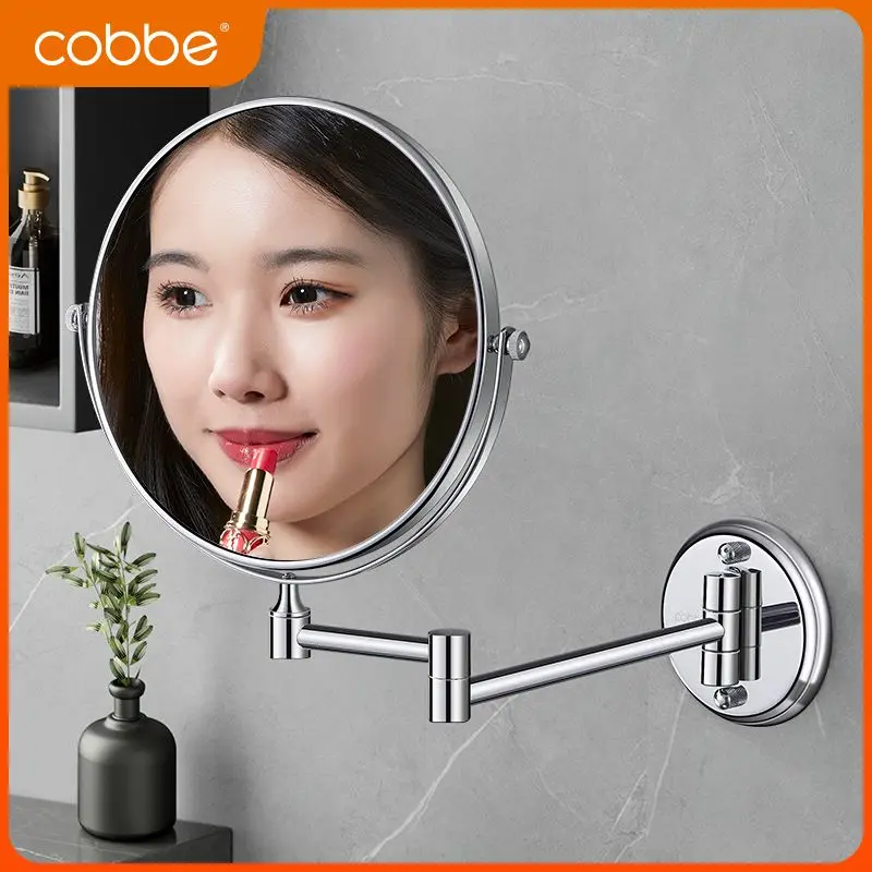Punch-free makeup mirror, magnifying mirror, hotel bathroom folding double-sided beauty mirror