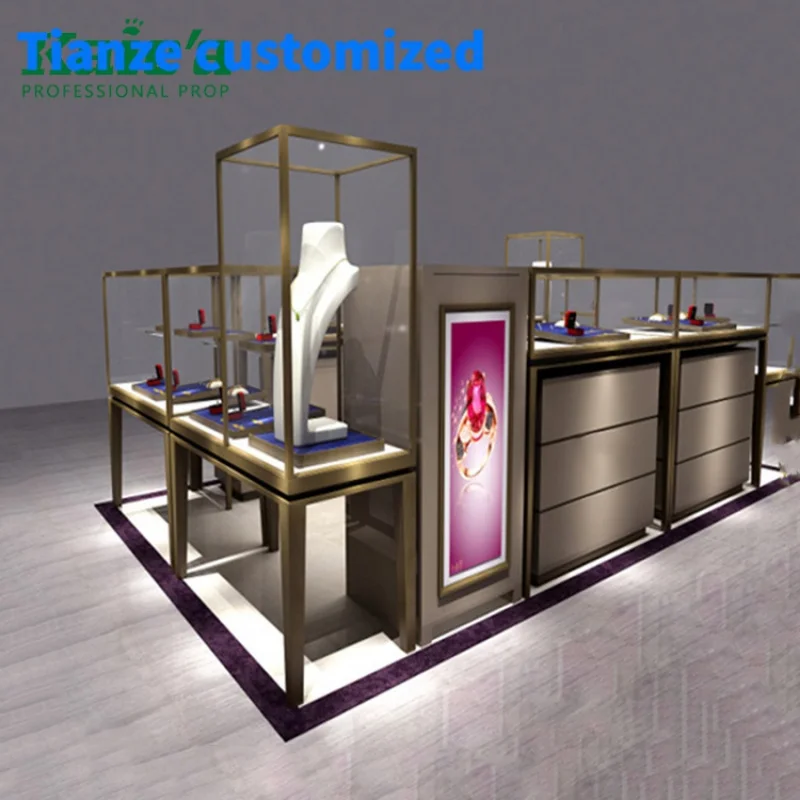 

[Customized]Shopping mall 3*Jewelry Display Kiosk Jewelry Showcase Kiosk Jewelry Display