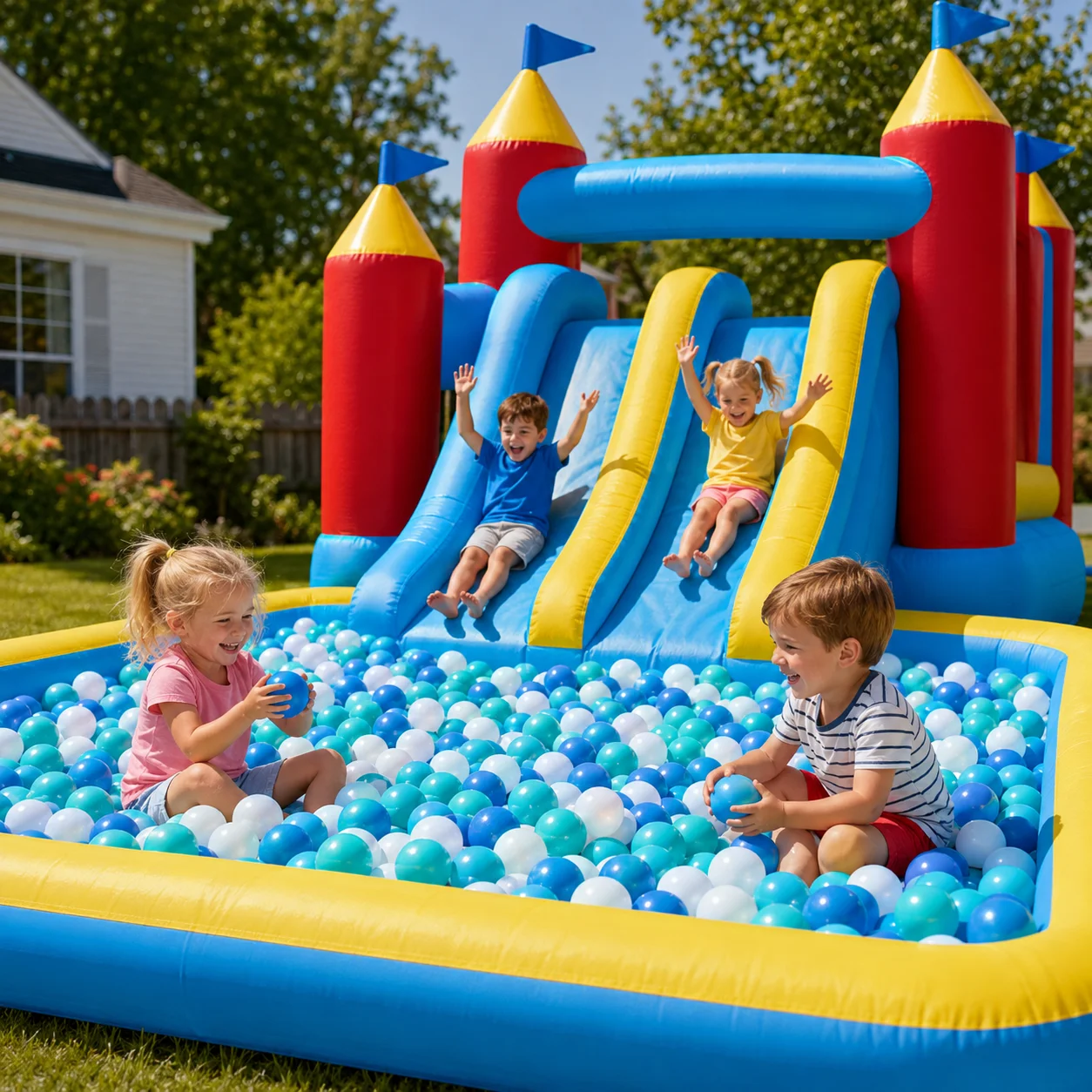 Blue&White PE Ball Pit Balls 500/1000/2000 PCS 2.2 Inch Safe Anti‑Choking Play Balls for Kids Bounce House Inflatable Water Pool Play Tent Ball Pit