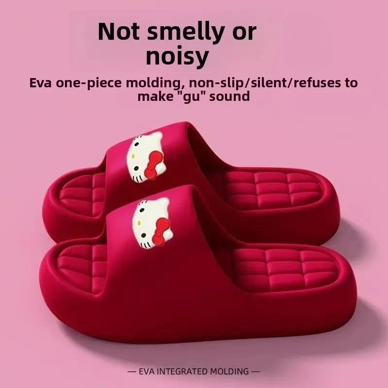 

Тапочки Hello Kitty с защитой от запаха, на толстой подошве, устойчивые к запаху, милые мультяшные, нескользящие, удобные домашние шлепанцы для женщин