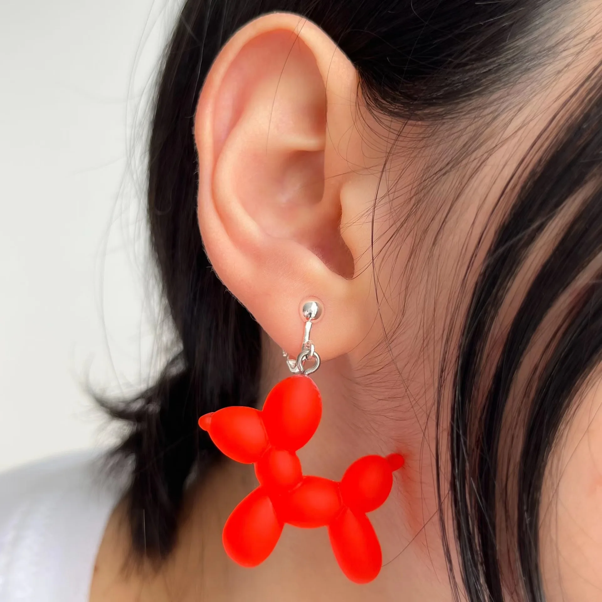 Vibrant 3D Resin Balloon Dog Drop Earrings for Women for Summer Jewelry Bold Colorful Balloon Dog Dangle Earring Animal Jewelry