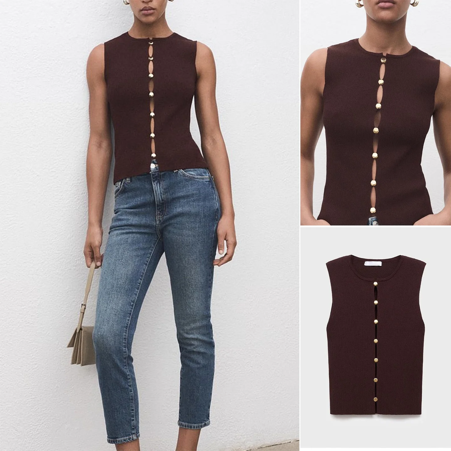 

Новый осенний женский повседневный вязаный облегающий жилет Ne Svel с металлическими пуговицами из полиэфирного волокна 00%