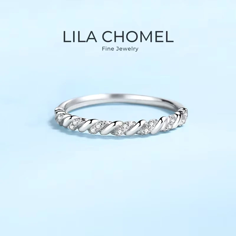 Fine Jewelry PT950 Platinum Twisted Rings Birthday Gift Daughter 0.056CT Moissanite Diamond Women Wedding Girlfriend Engagement