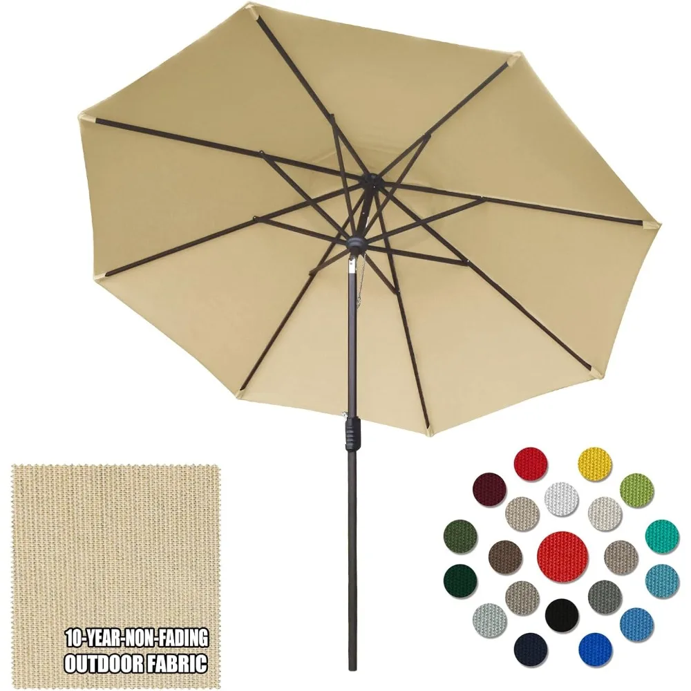 

10Ft Market Umbrella Outdoor Patio Umbrella Table Umbrella with 8 Ribs, Hand Crank and Ventilation, outdoor sun shade umbrellas