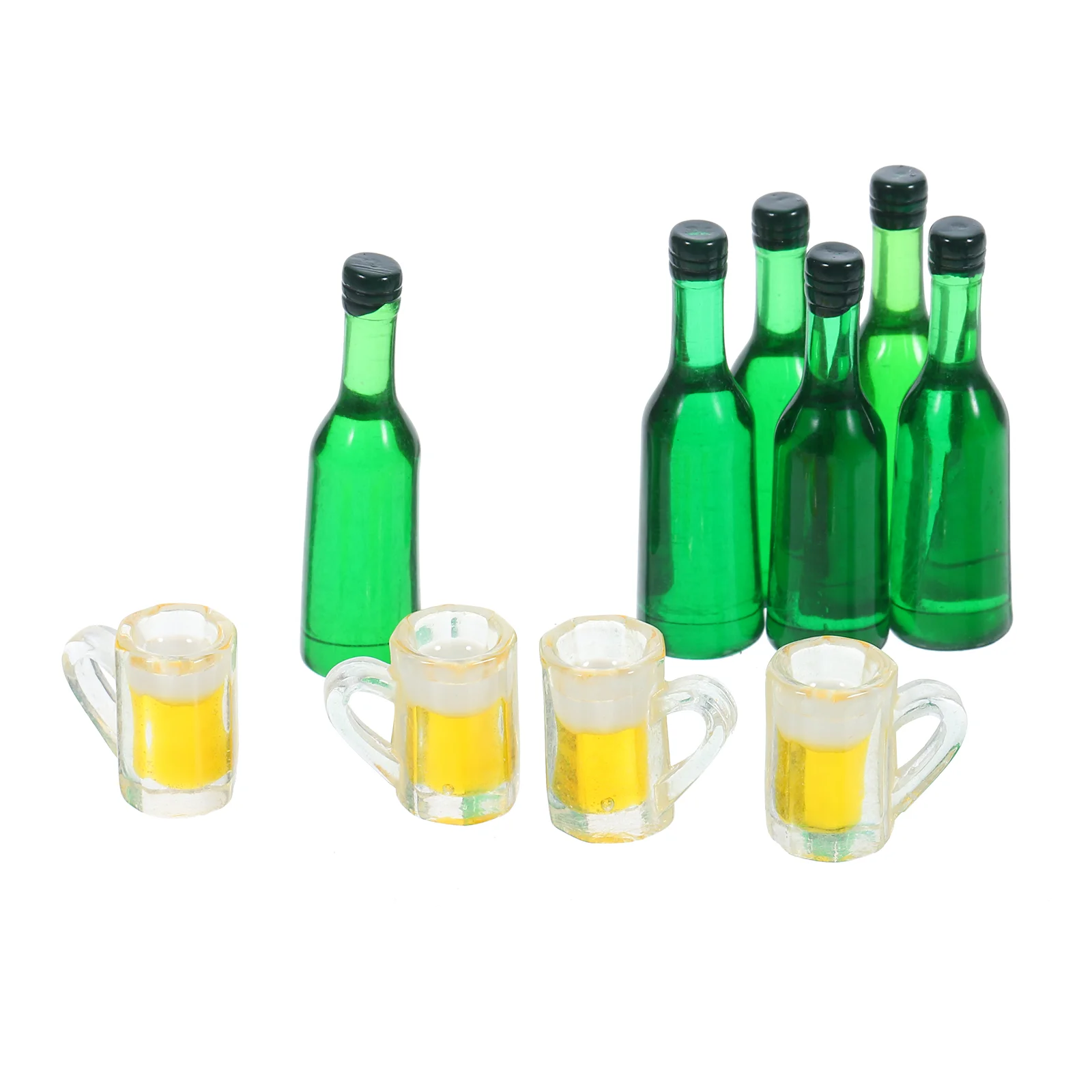 

1 Set of Miniature Beer Bottles Decoration House Accessory Small Beer Mug Models House Layout