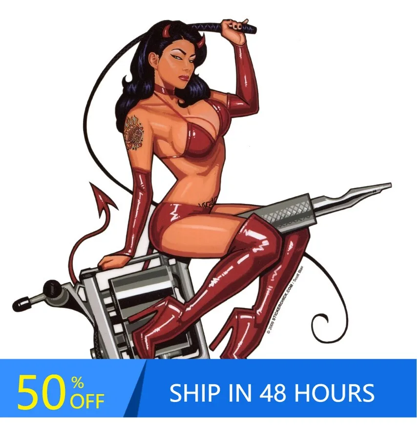 

DEVIL riding a TATTOO Vintage Boat Car Motor Home Window Waterproof Vinyl Decal Gift Retro Aesthetic