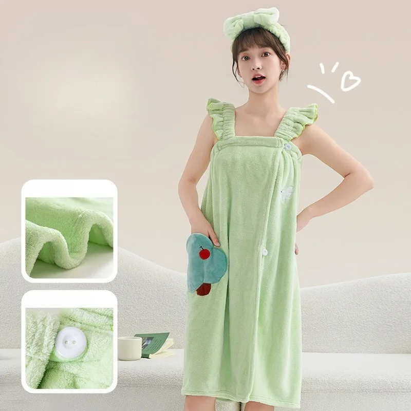 Wearable Bath Towel Love Rabbit Increase Thickened Adult Women Wipe Chest Bath Skirt Absorbent Sweat Steam Skirt Sauna