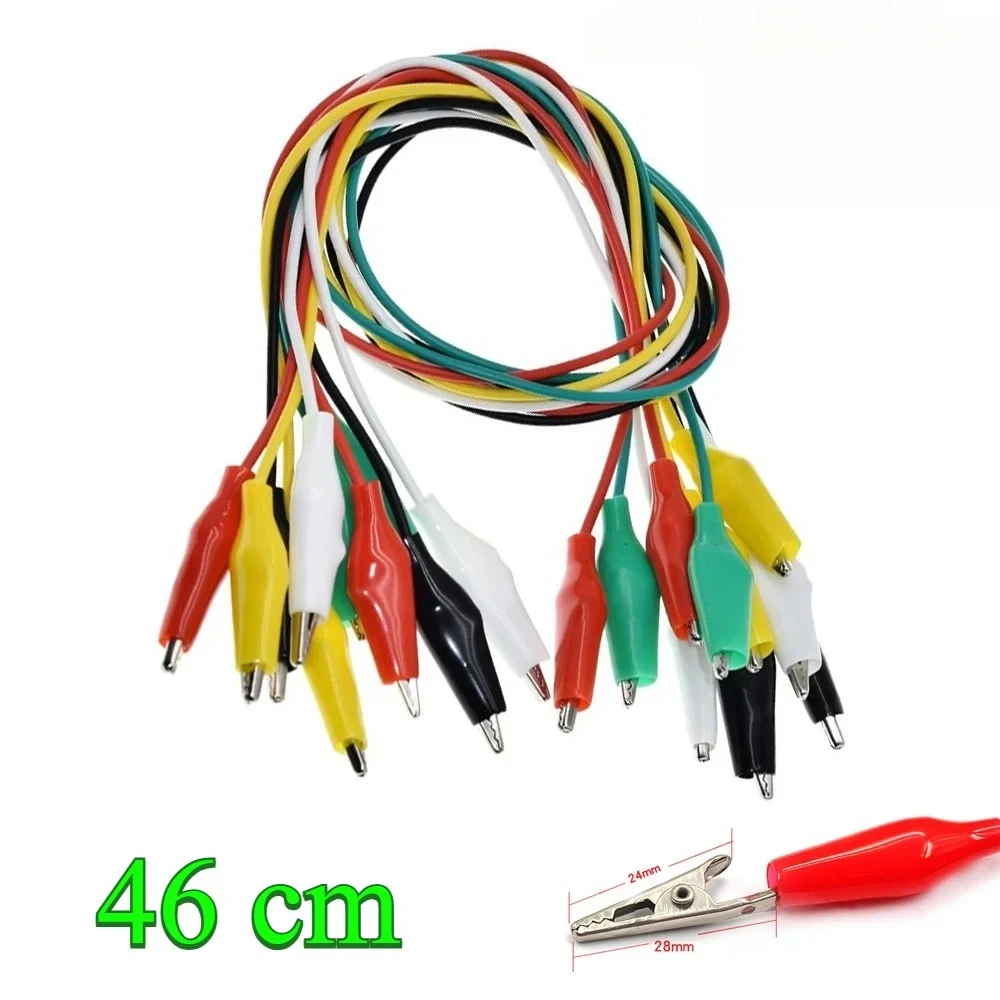 10pcs/Set 46CM Alligator Clips with Wires 28mm Jumper Wires with Alligator Clips for Electrical Alligator Clip Test Jumper Wire