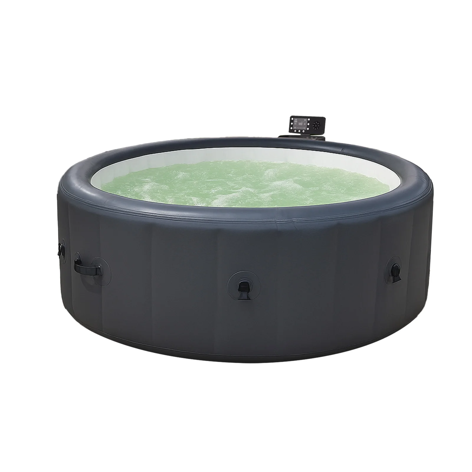Grey 216* 71cm hot tub. A swimming pool with heating, bubble massage, ambient lighting, filtration, and one click inflation. Home inflatable massage bathtub.