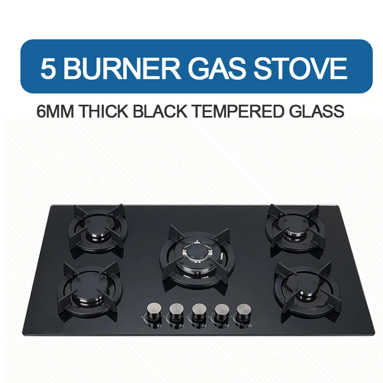 Five-cooker Cooktop Built in Tempered Gas Stove Glass Black Surface  5 Burner  Gas Stove Top  Stove