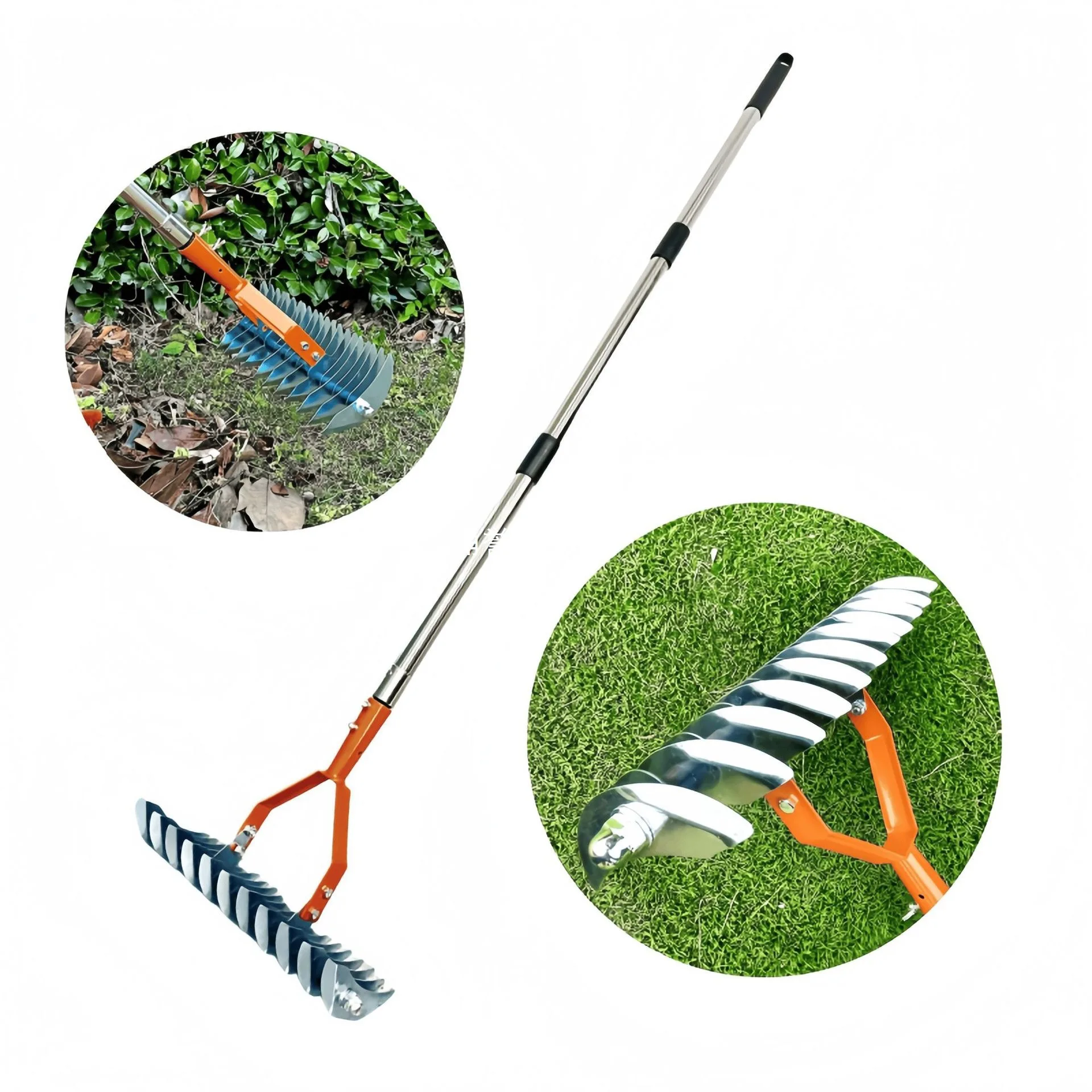 Thatch Rake for Lawn Care Detachable Dethatching Rake Garden Leaf Rake Soil Cultivator Lawn Aerator Tool with Adjustable Handle