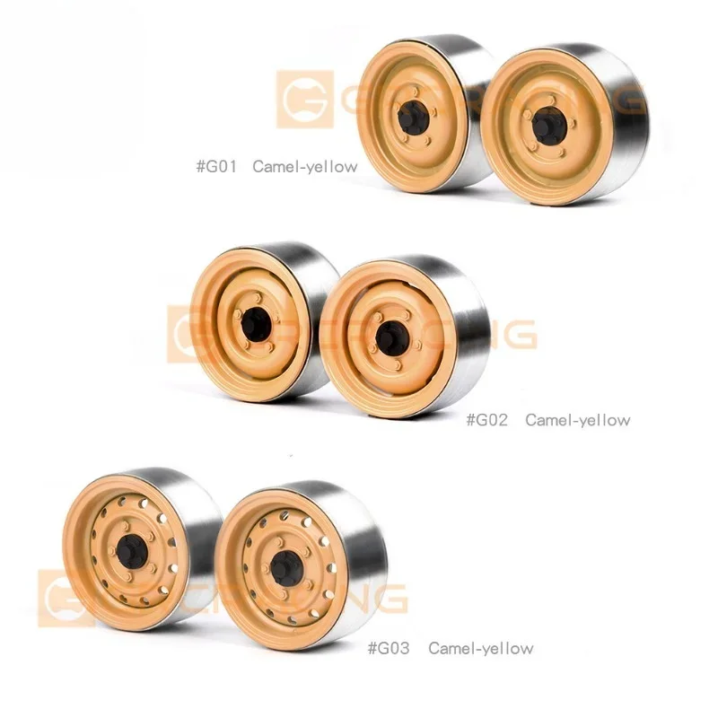 1.9 Inch Heavy & Old-fashioned Metal Wheel Rim Camel-yellow #G01 G02 G03 For 1/10 RC TRX4 SCX10  RC4WD #G130ABC