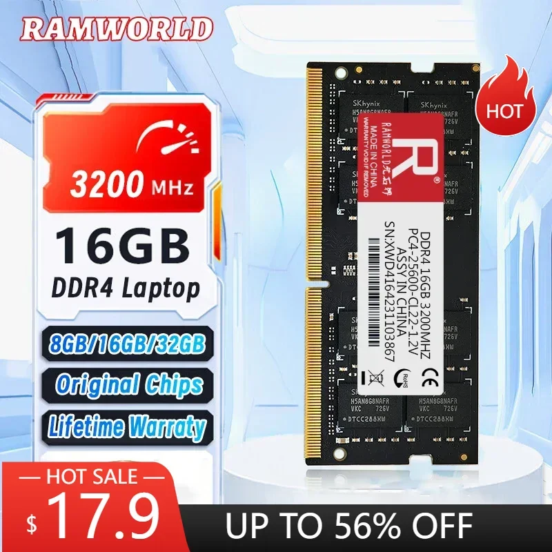 

RAMWORLD DDR4 16GB 8GB 2400MHz 2666MHz 3200MHz Notebook Memoria Ram PC4 1.2V SODIMM Laptop Memoria Ram