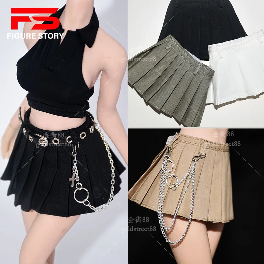 

1/6 Scale female dolls clothes pleated skirt belt fit 12 inches action figiure body model