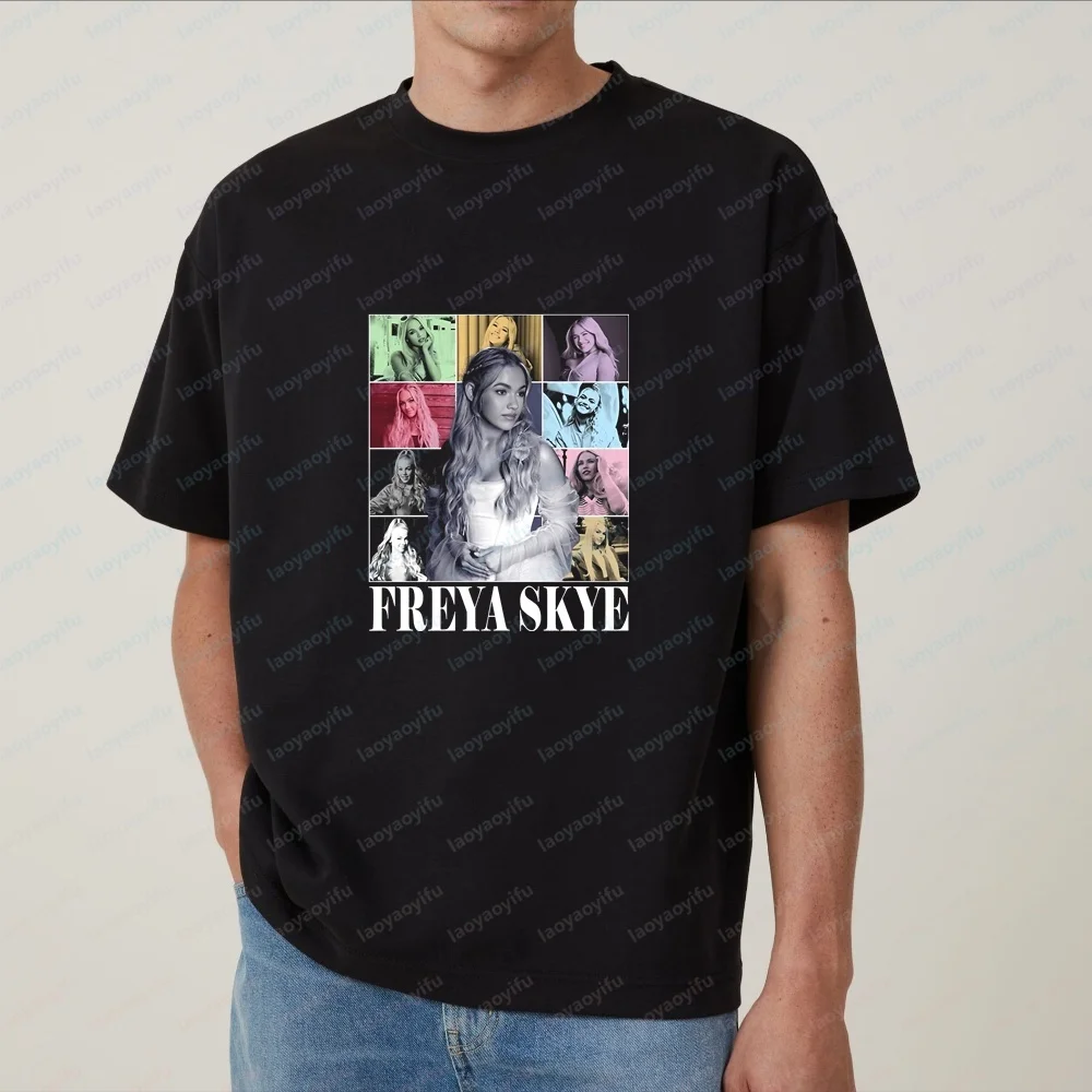 Freya Skye - Summer Trended Original Denim Short-Sleeved Shirt for Men and Women, Large Size, Comfortable T-Shirt with Pattern