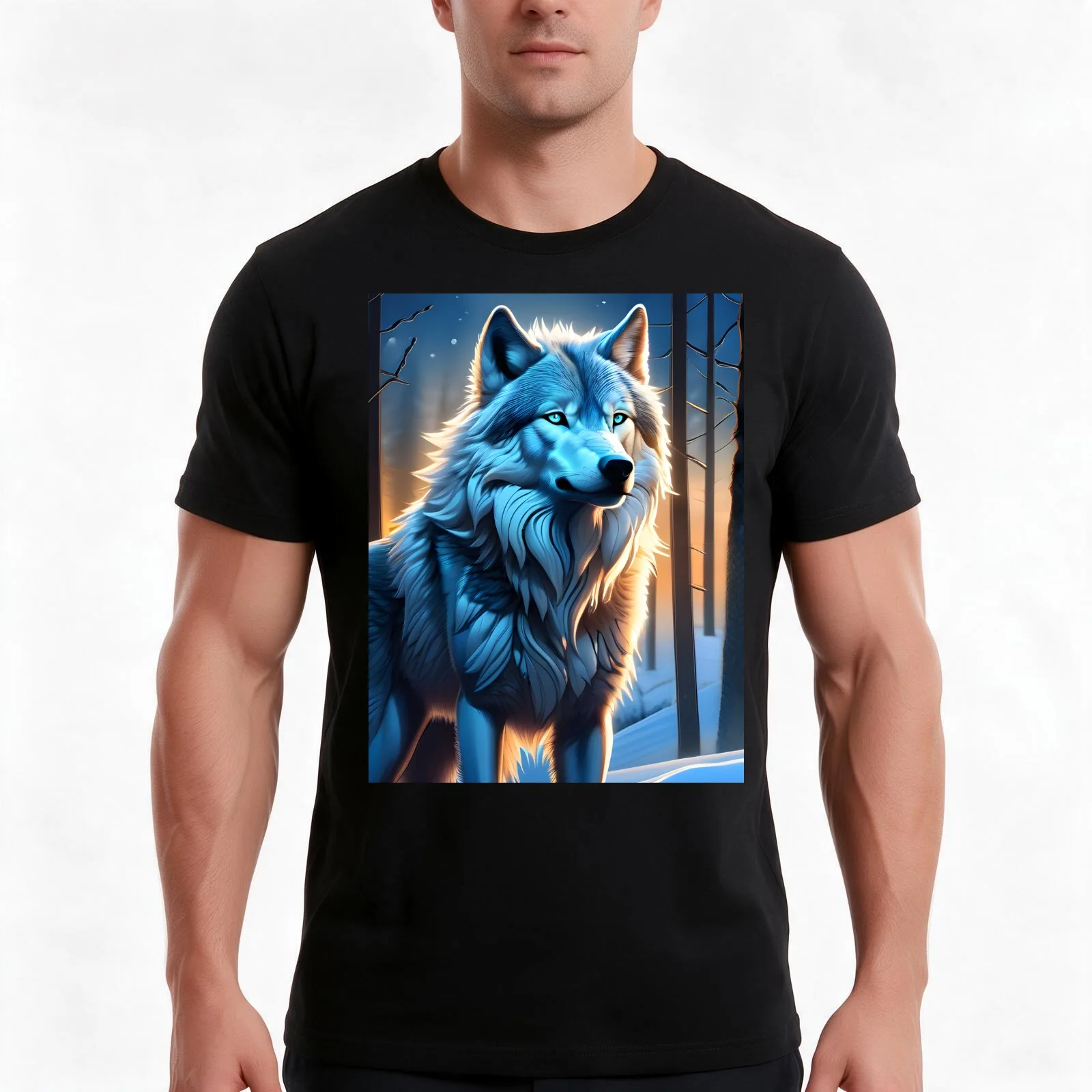 Winter Wolf's Lonely Solitude T-Shirt Summer Casual Cotton Tee Oversized Streetwear Tops Vintage Graphic Print 100% Cotton
