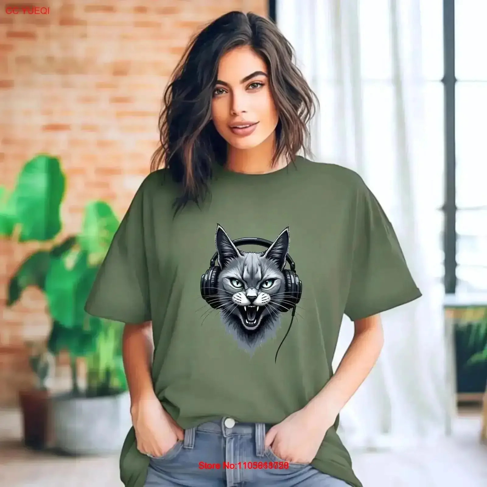 Cat Lover T Shirt Mom DJ Stylish Music Trendy Feline Apparel for Lovers vintage Washed Versatile Slightly Soft graphic vintage