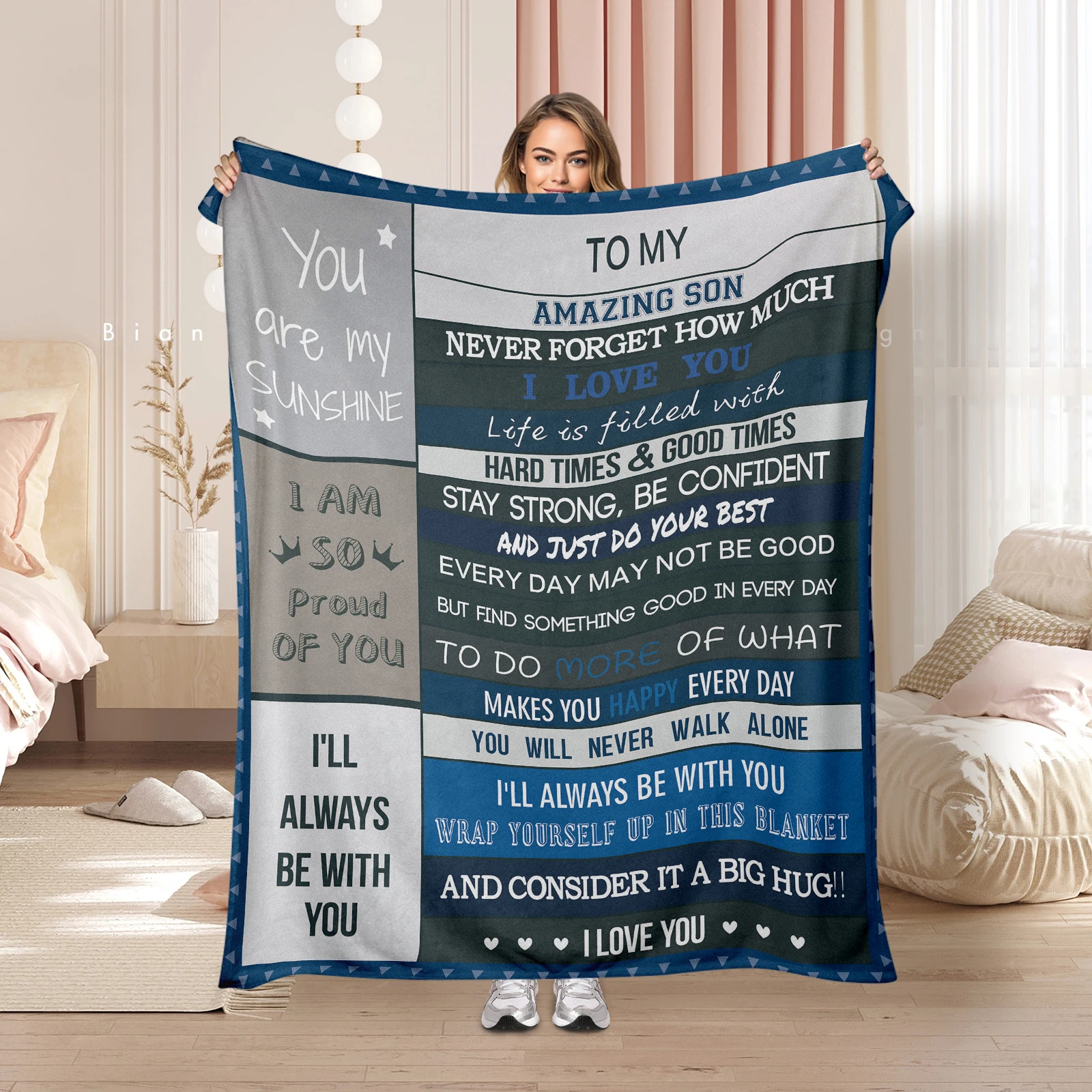 Stitch Print Blanket Personalized Tapestry Room Decoration Sleeping Blankets Children's Day, Birthdays The Best Gift For My Son