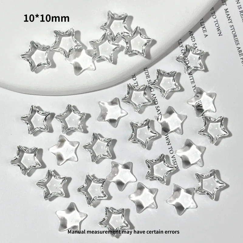 50pcs 10x10mm Star Flat Back Gems DIY Nail Decoration Nail Art Supplies Five-pointed Star Nail Charms Resin Nail Art Rhinestone