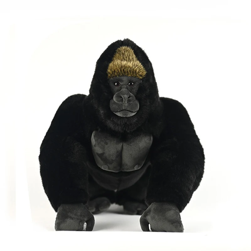 38cm Lifelike Silverback Gorilla Plush Toy Soft Black Monkey Gorillas Stuffed Animal for Kids And Adults