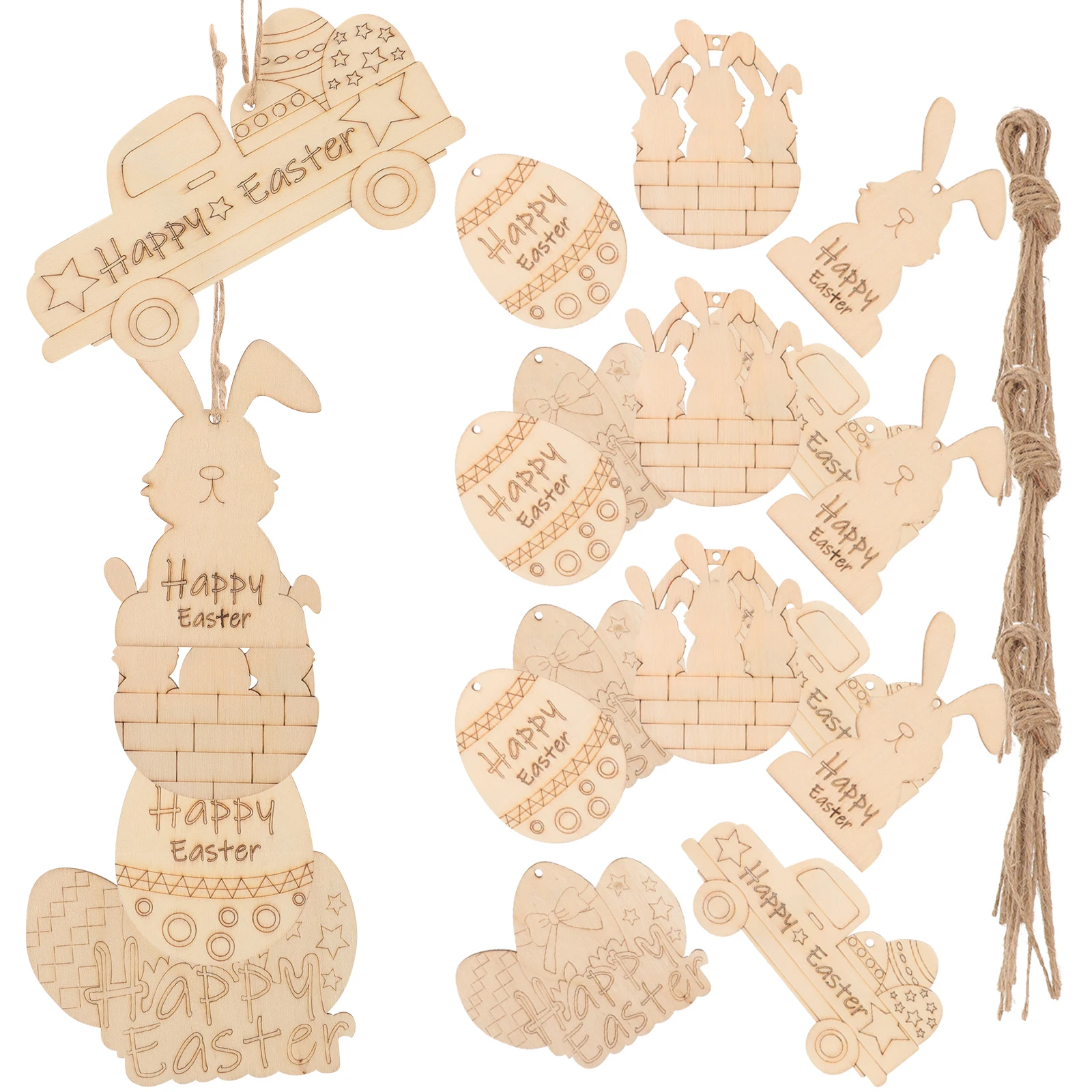 

50 Pcs Easter Egg naments DIY Wood Cutouts Crafts Unfinished Slices Blank Chips Graffiti Poplar Decorations Home Party