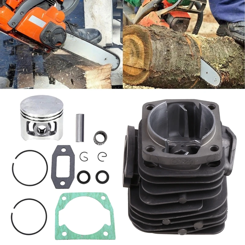 Gasoline Chainsaw Cylinder Set Piston Pin Rings Circlips Rebuild Kit 45mm Diameter Fits Replacement for 52 52cc Chainsaw