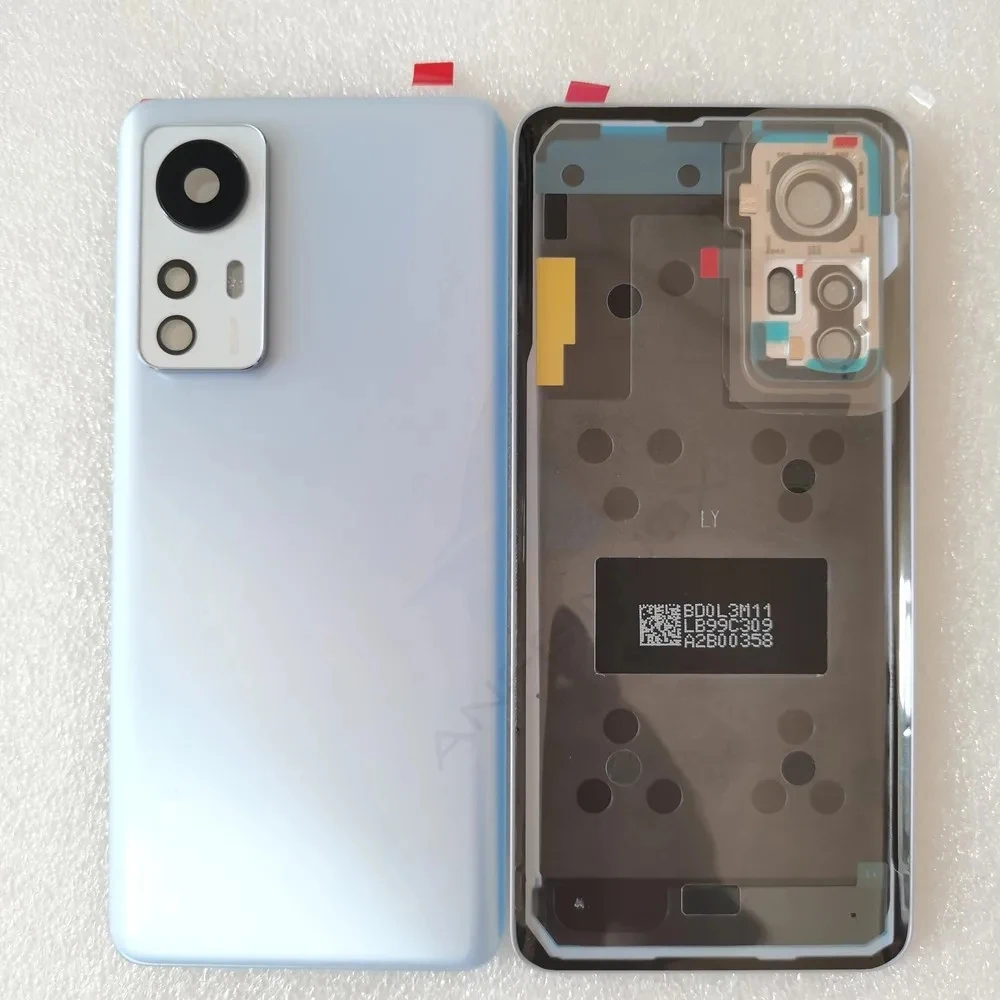 For Xiaomi Mi 12 New Tempered Glass Back Cover Spare Parts For Mi12 Back Battery Cover Door Housing + Camera Frame