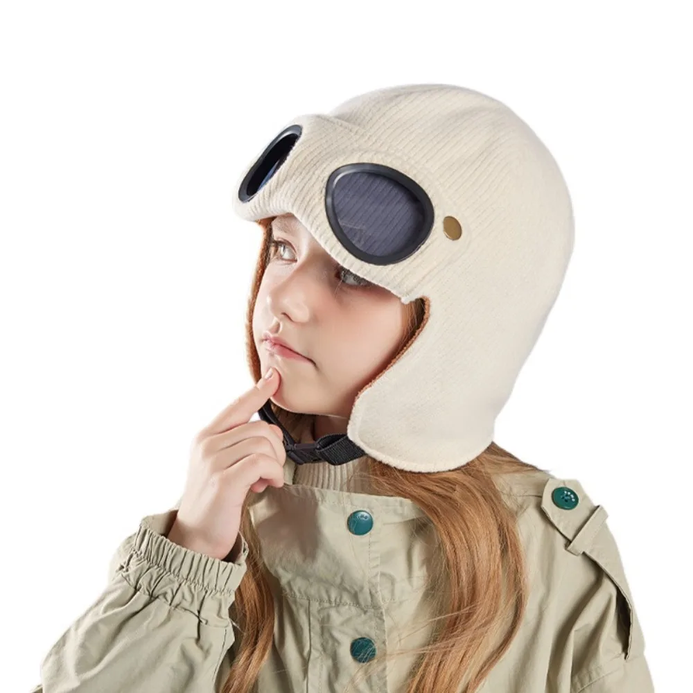 

Neck Protection Children Glasses Hat Buckle Comfortable To Wear Windproof Head Cover Ear Cap Fleece Lining Kids Knitted Beanies