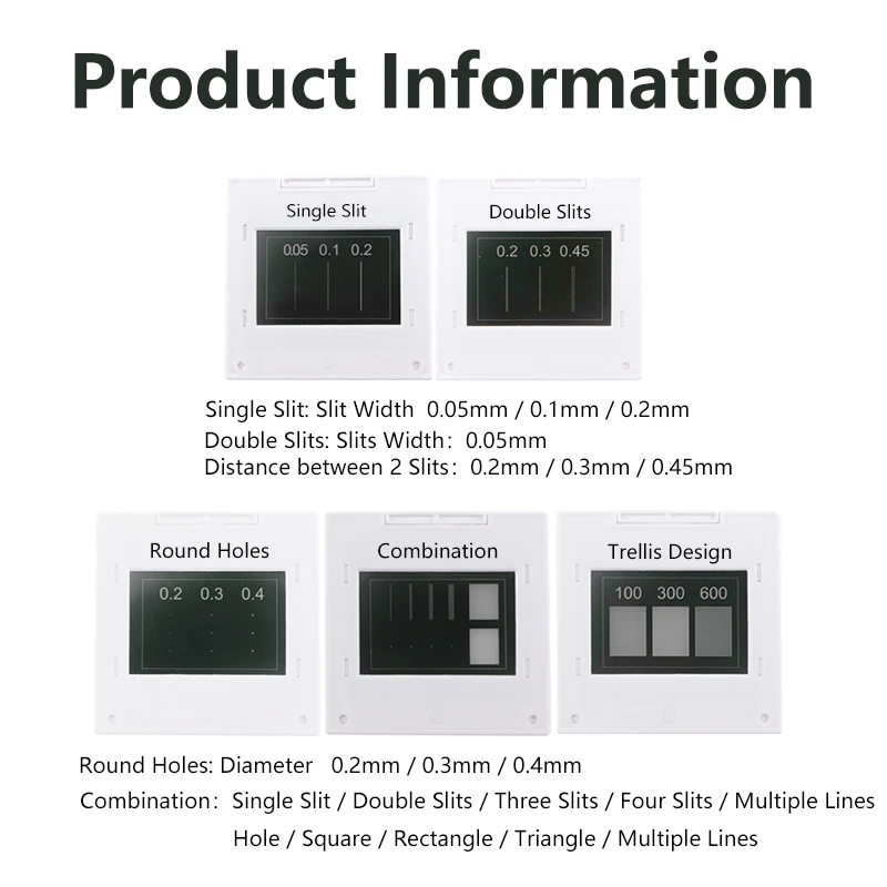 Single Slit/Double Slits Interference Diffraction Grating Sheet Optical Physical Experiment Optics Elements