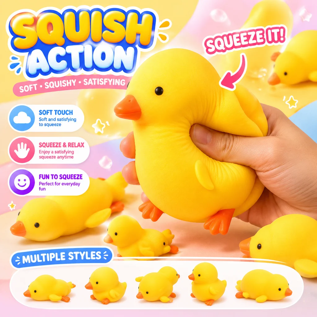 Cute Soft Stretchable Goose Duck Squishy Toy Squeeze Stress Relief Fidget Sensory Decompression Gift for Adults Best Friends