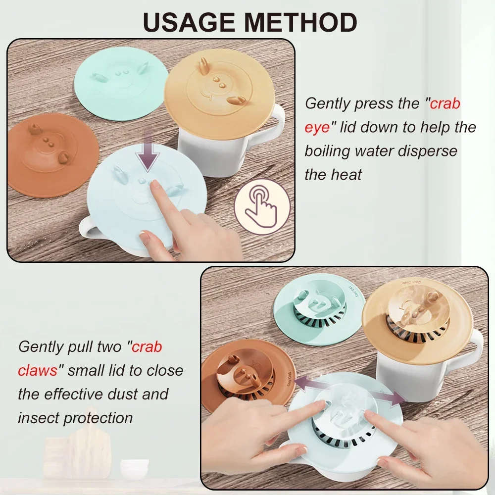 غطاء كوب سيليكون قابل لإعادة الاستخدام من الدرجة الغذائية، مقاوم للغبار، محكم الغلق لأكواب الشاي والمشروبات الساخنة #6