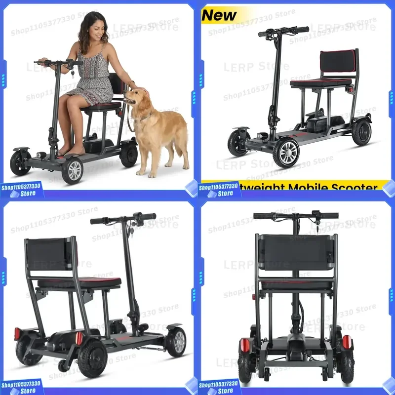 New Folding Electric Mobility Scooter 36V 300W Motor 25KM/H 25KM Range 4 Wheel Double Brake Fast Charging for Outdoor Commute