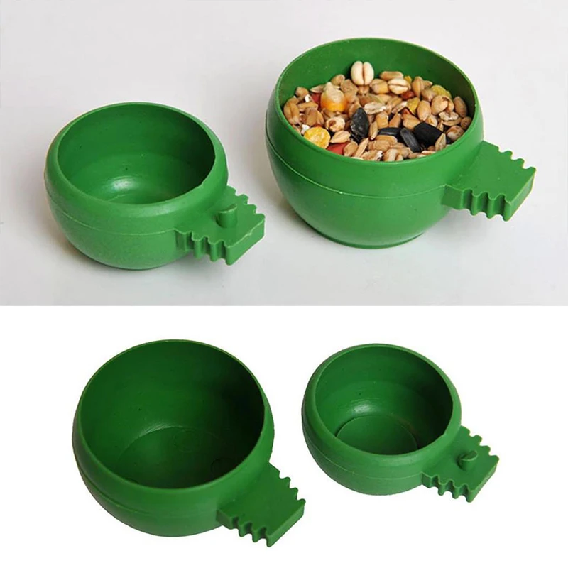 Hot Sell Parrot Bird Hamster Feed Bowl Cage Hanging Round Drinking Food Feeder Plastic Water Cup Bowl Feeding Bowl Tools 1PCS