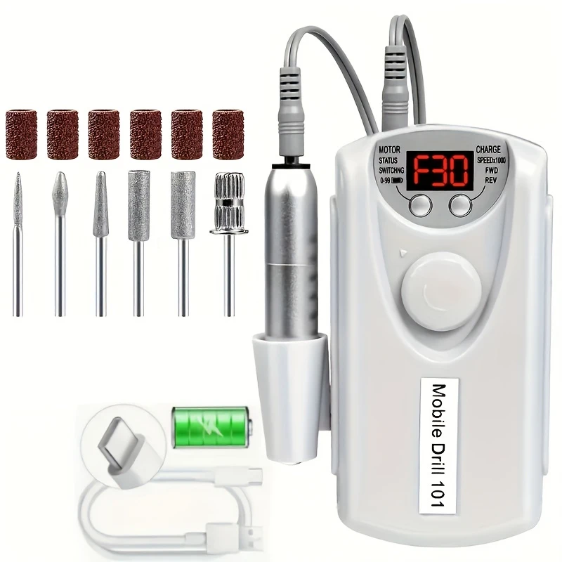 

Машинка для маникюра с ЖК-дисплеем, перезаряжаемая, специально разработанная электрическая машинка для полировки и снятия покрытия с ногтей, набор для шлифовки ногтей