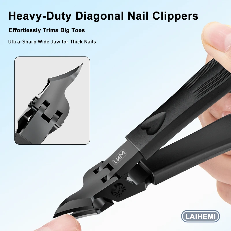 مجموعة ماكينة قص أظافر القدم السميكة قطعة واحدة - ماكينة قص أظافر واسعة الفك مع مقبض طويل، قطري فائق الحادة N