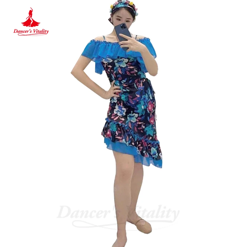 Belly Dance Suit V-neck Top Half Sleeve Short Skirt Set Profession Custom Female Child Adult Sequins Performance Clothing