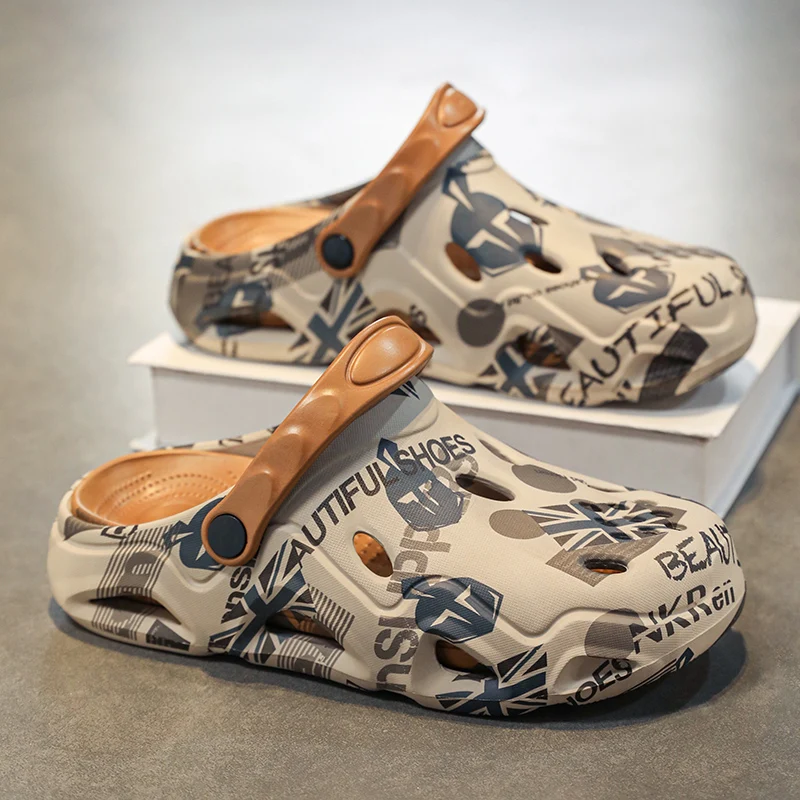 Men's Summer Outdoor Wear Clog Shoes Big Size 4546 Sports Casual Beach Sandals Slip-On Comfortable EVA Flat Heel Footwear