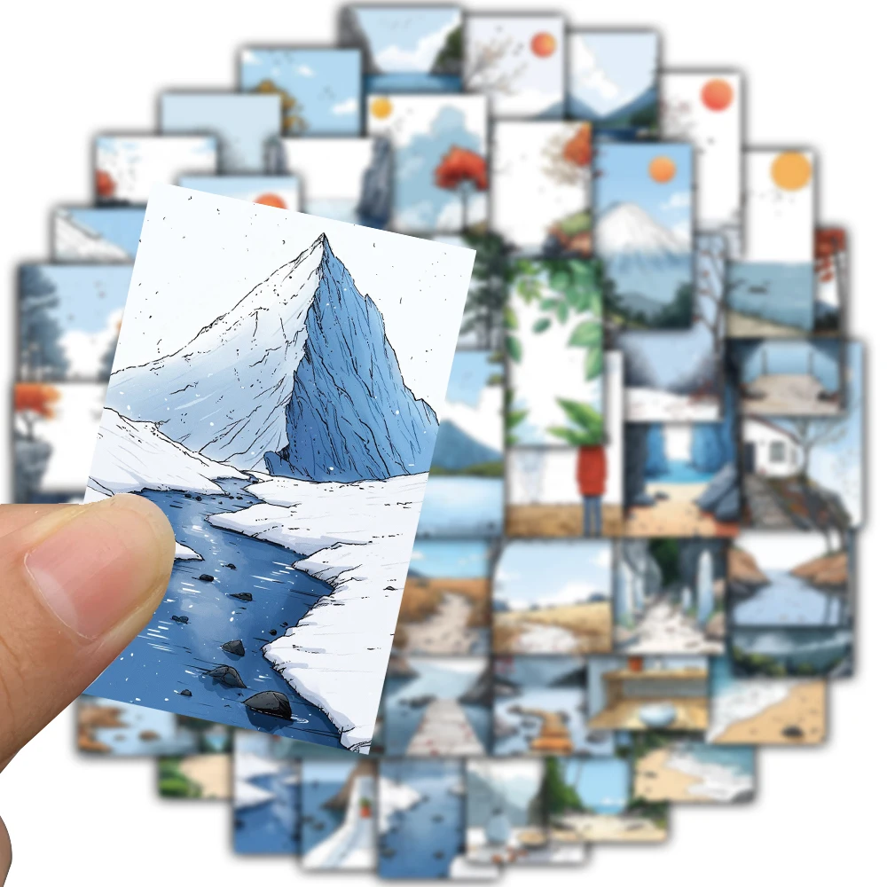 50PCS Minimalist Dreamy Illustration Sticker Scrapbooking Coffee Laptop Luggage Fridge DIY Streetwear Waterproof Guitar Sticker