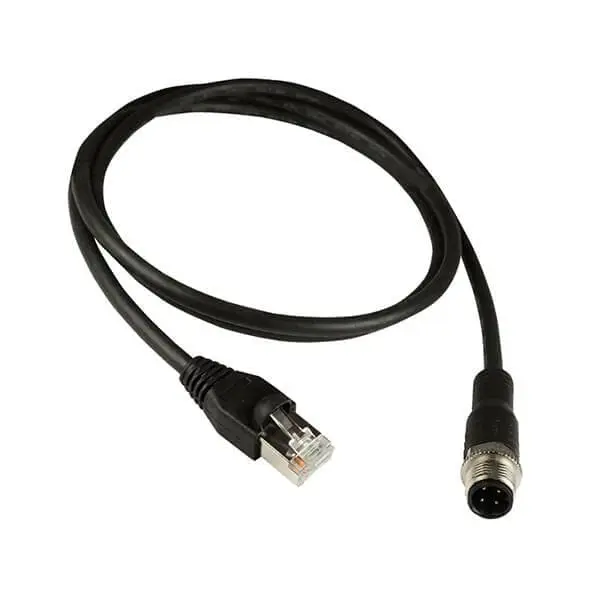 M12 to RJ45 Ethernet Cable 1M AWG22 Length with M12 Male D-Coded 4Pin Plug to RJ45 Male Industrial Automation