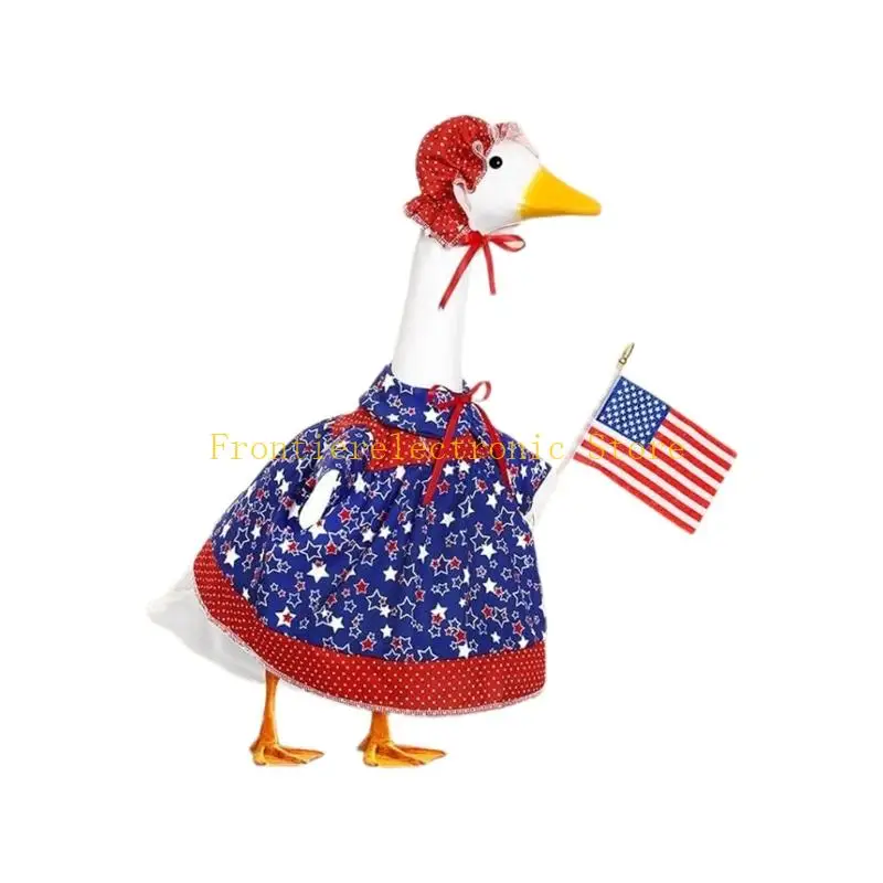 G8DB Handmade Geese Costume Independence Day Patriotic Star And Flowers