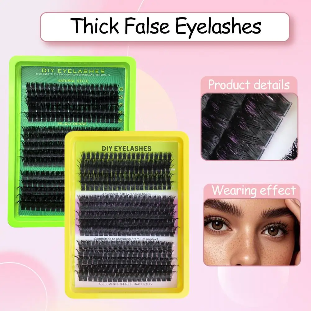 60D80D100D Thick False Eyelashes with Mixed Length, D Curl Cat-Eye Style for a Fluffy And Dramatic Look Suitable for Beginn G4D2