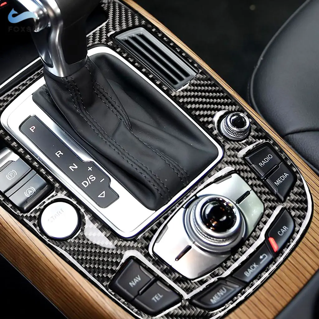 For Audi A4L A5 2009 - 2016 / Q5 2009 - 2018 Carbon Fiber Center Control Gear Shift Panel/Cigarette lighter Frame Cover Sticker