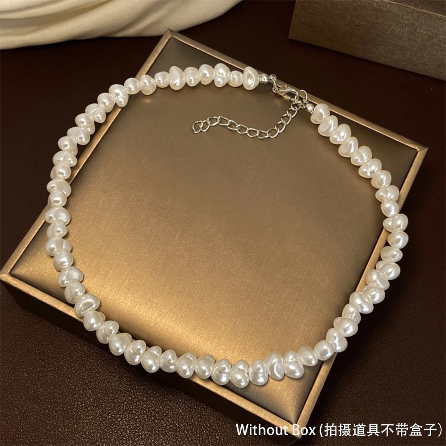 Jewelry  New Trendy Irregular Imitation Pearl Necklace Temperament Simple Handmade Strand Bead Necklace For Men Jewelry Gift