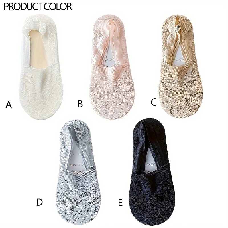 3Pairs Lace Mesh Breathable Boat Socks, Comfy & Simple Low Cut Invisible Socks, Women\'s Stockings & Hosiery