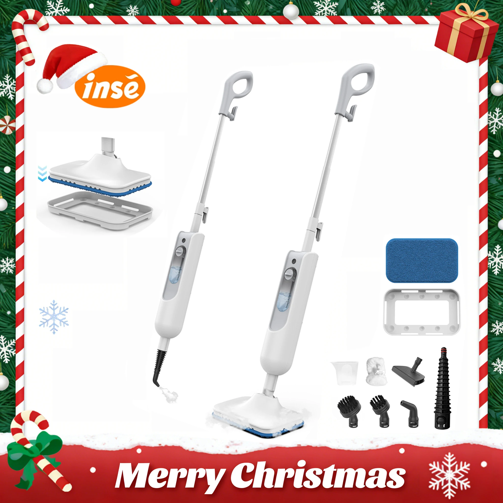 INSE – vadrouille à vapeur puissante 6 en 1, nettoyeur à vapeur détachable à haute température pour tapis de sol dur, cuisine F2