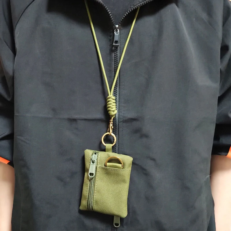 Mini Casual Halsband-Münzbörse Kartenhalter Reißverschlusstasche für Männer und Frauen Schlüsseltasche Kleine Tasche Kopfhörerhülle mit Lanyard – Detail 1