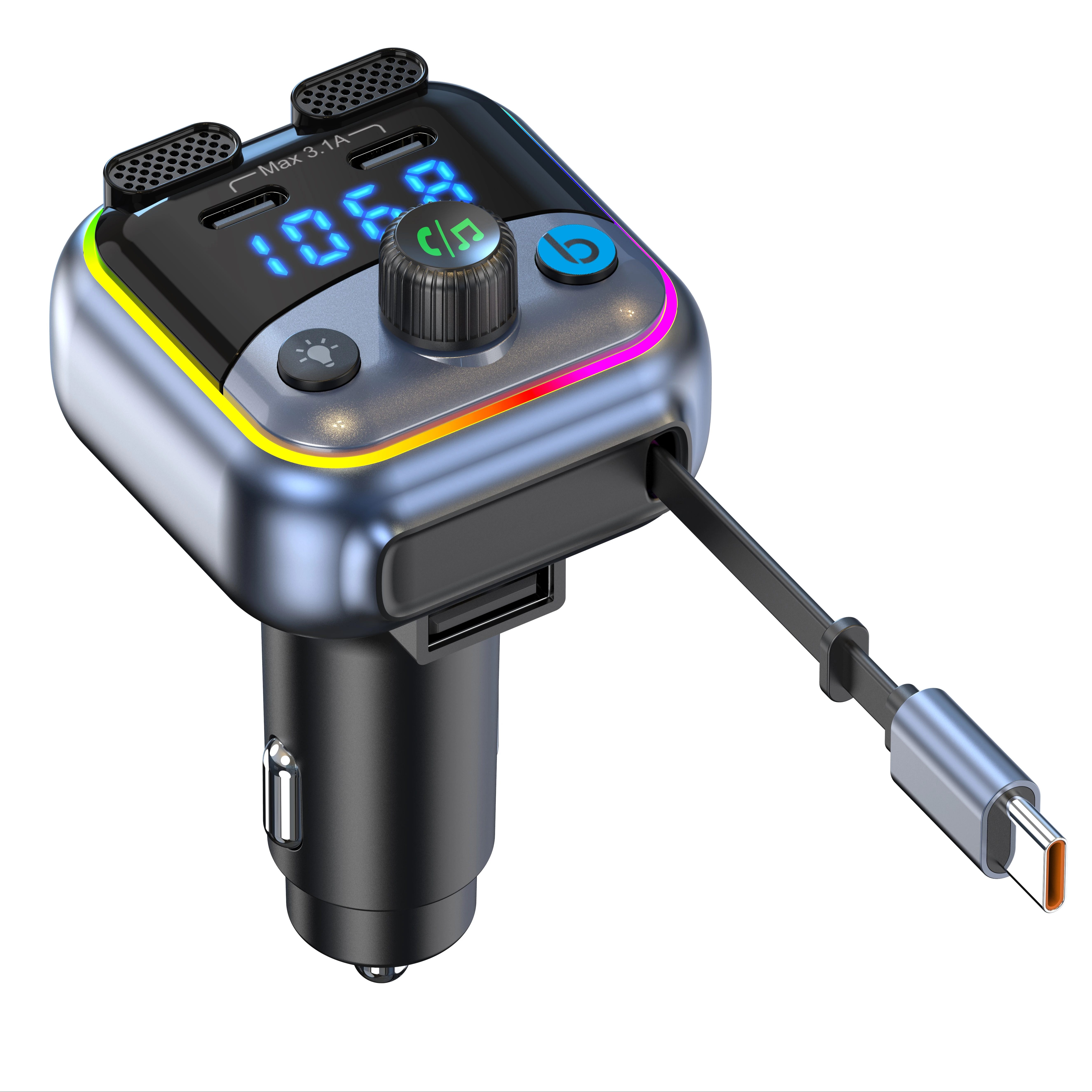 For 6.0 FM Transmitter Portable Wireless Audio Receiver MP3 Player USB Cigarette Lighter Fast Car Charger 1 Year Warranty